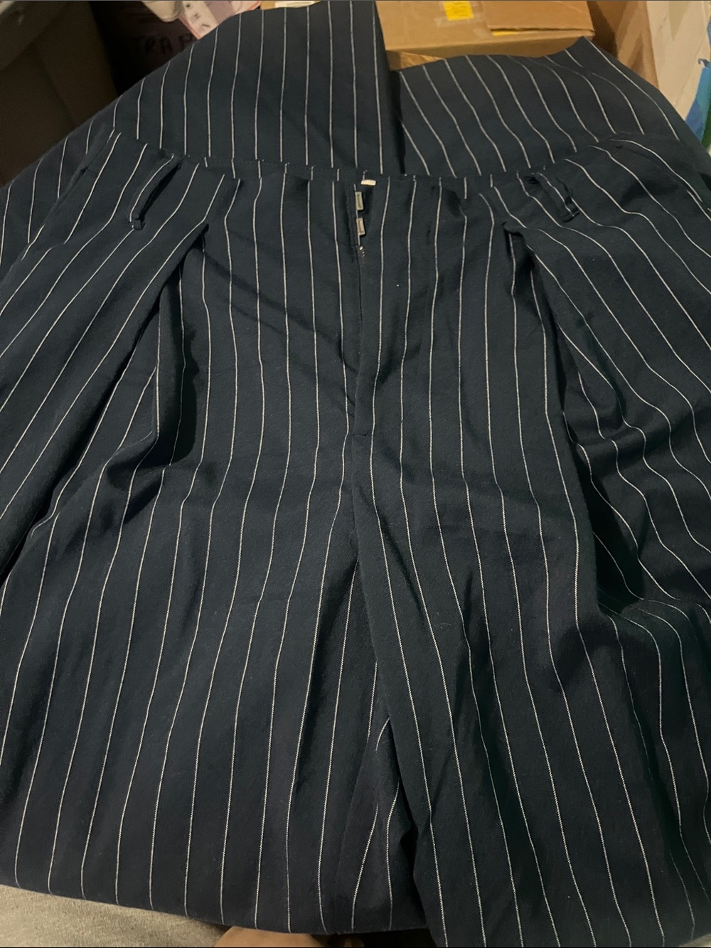 a new day Navy with White Pinstripe Trousers